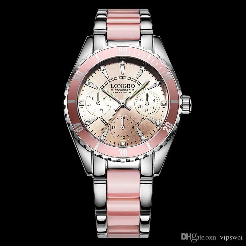 Luxe Marque De Mode Quartz plongée Montre Rose Femmes Plongée Dames Faux Bracelet En Céramique Montres Étanche de haute qualité sport Montres-Bracelets