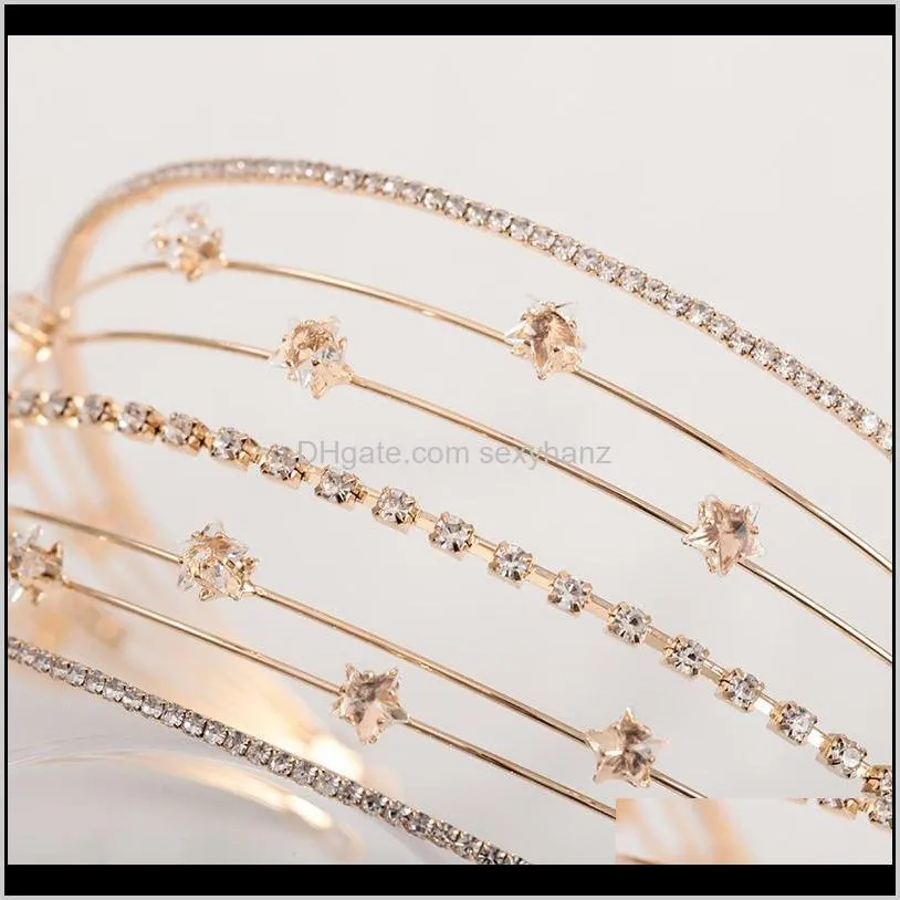 forseven bridal wedding hair accessories gold color crystal headbands tiaras and crowns women girls birthday party hairbands