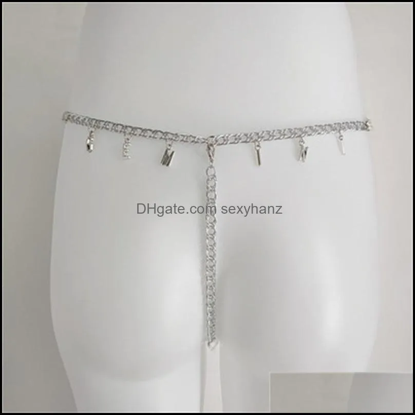 Custom Personalized Name Letter Waist Chain for Women Stainless Steel  Fashion Body Chain Beach Jewelry Bikini Thong Sexy Panties