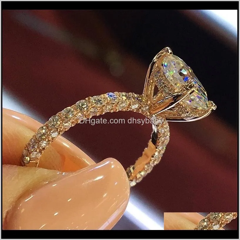 womens designer rings romantic zircon shining rings round stone wedding bridal fashion jewelry engagement ring for women