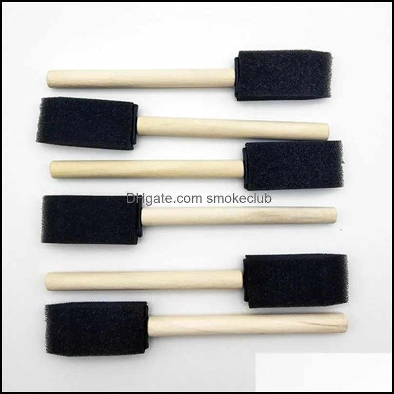 Foam Sponge Brush Sponge Paint Brushes with Wood Handle for Kids Children Students Art Class Graffiti Painting back to School Black