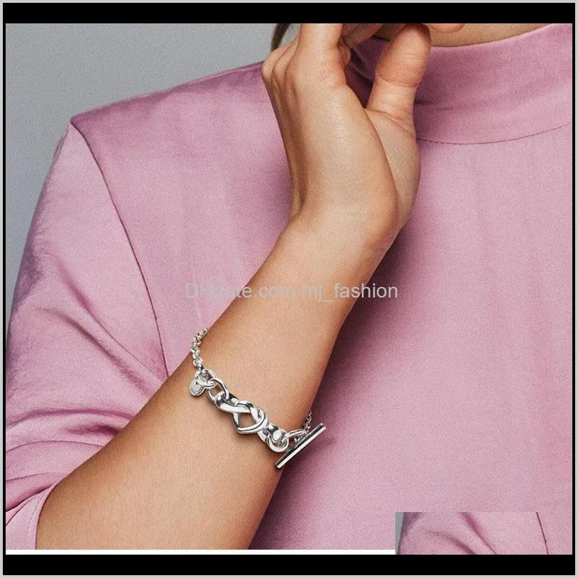 2019 new arrival 925 sterling silver hand chain bracelets original box for  knotted heart bracelet women luxury designer