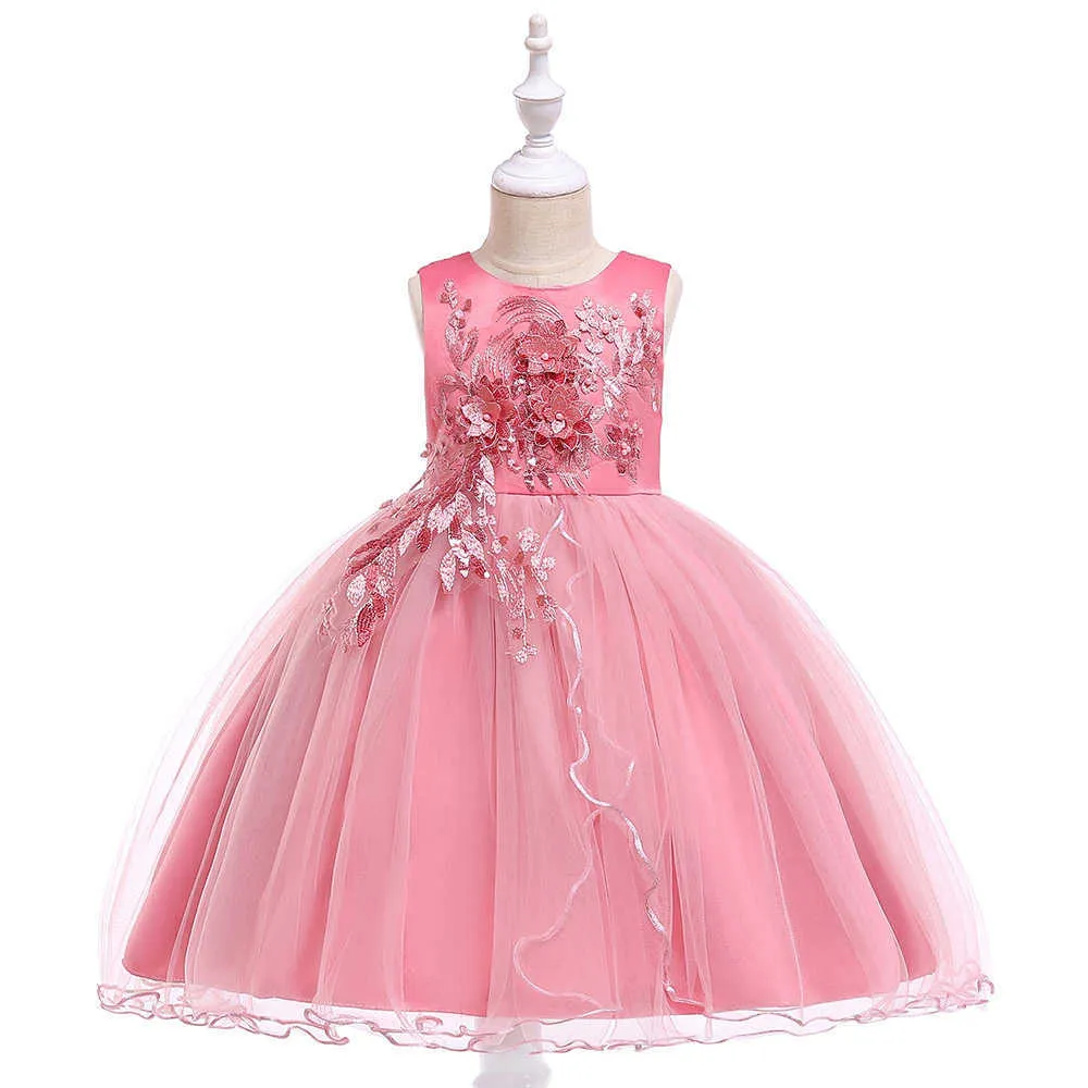 New Kids Dresses for Girls Summer Wedding Princess Dress Party Ball Gown Cute Baby Dress Birthday Formal Dress Flower Girl L5060 Q0716