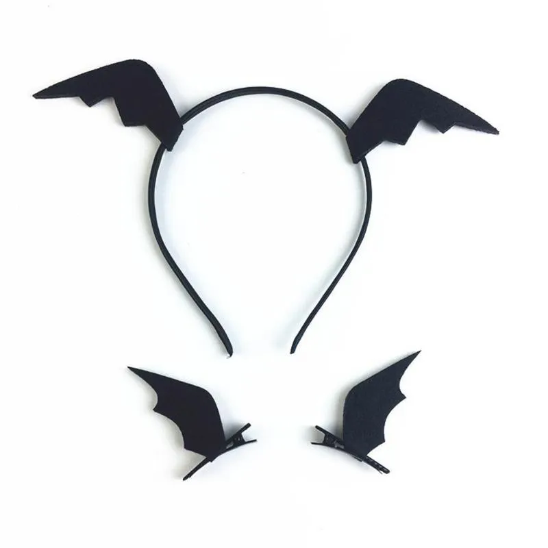 Paire filles oreilles de chauve-souris pinces à cheveux épingles Halloween chapeaux diable accessoires stéréo enfants pinces à cheveux bandeau C7Z7