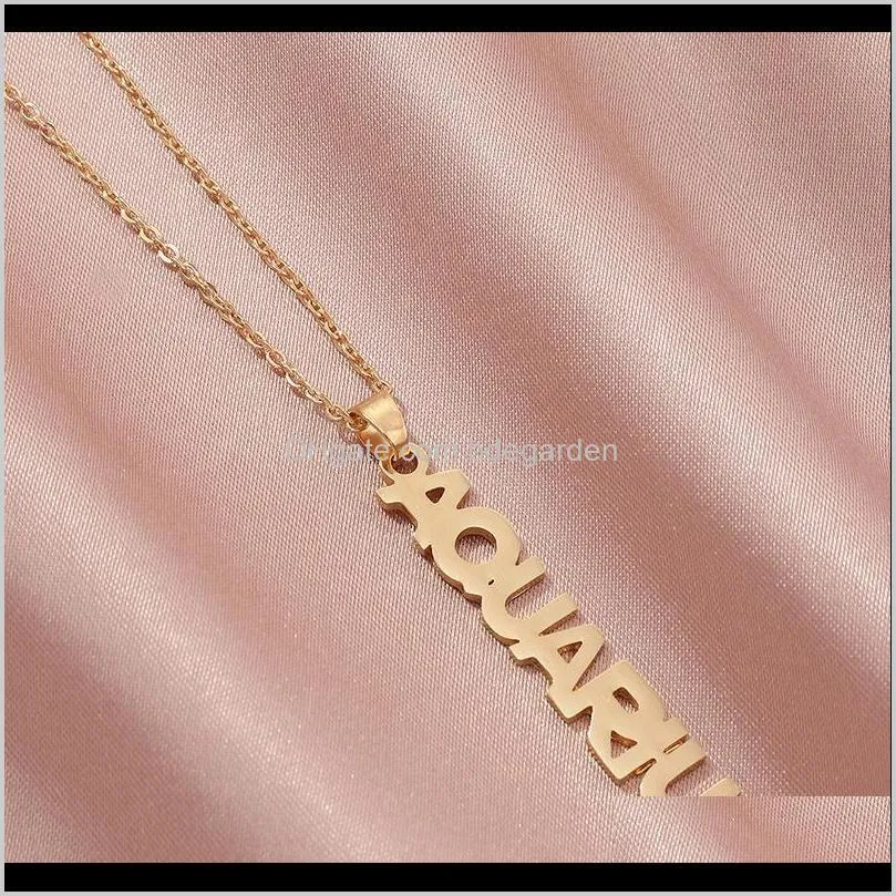 12 constellation necklace classic taurus virgo sagittarius gold zodiac sign round pendant chain necklace jewelry