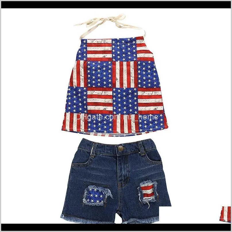 girls suit independence day dress shorts american flag stars printing two-piece clothing set baby toddler girls suit summer outfits