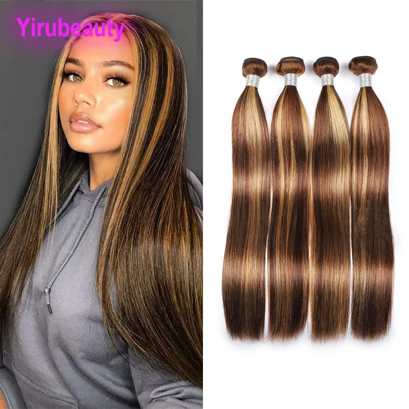 페루인 인간 처녀 머리 p4/27 피아노 컬러 4 27 Yirubeauty Body Wave 부드러운 스트레이트 12-30inch 더블 wefts