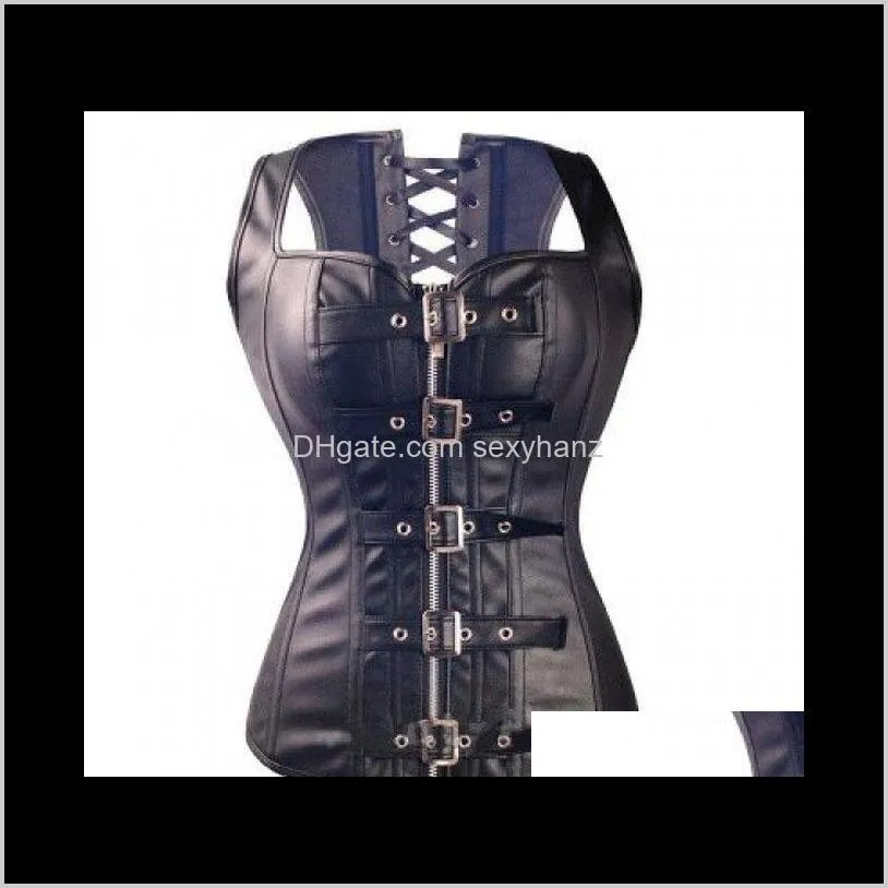 new steampunk corset women sexy neck strap coffee black gothic corsets and bustier overbust outwear corselet top fashion korse 6nh3#