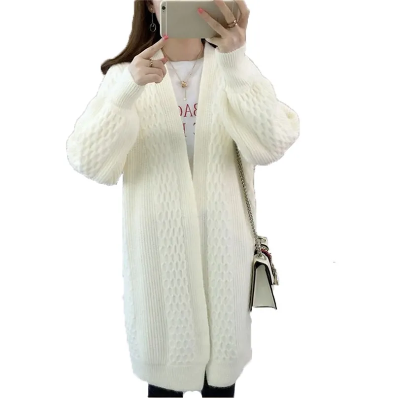 Loose Top Cardigan Kvinnor Stickad Sweater V Neck Höst Vinter Långärmad Koreansk Röd Gul Svart Fashion LR590 210531