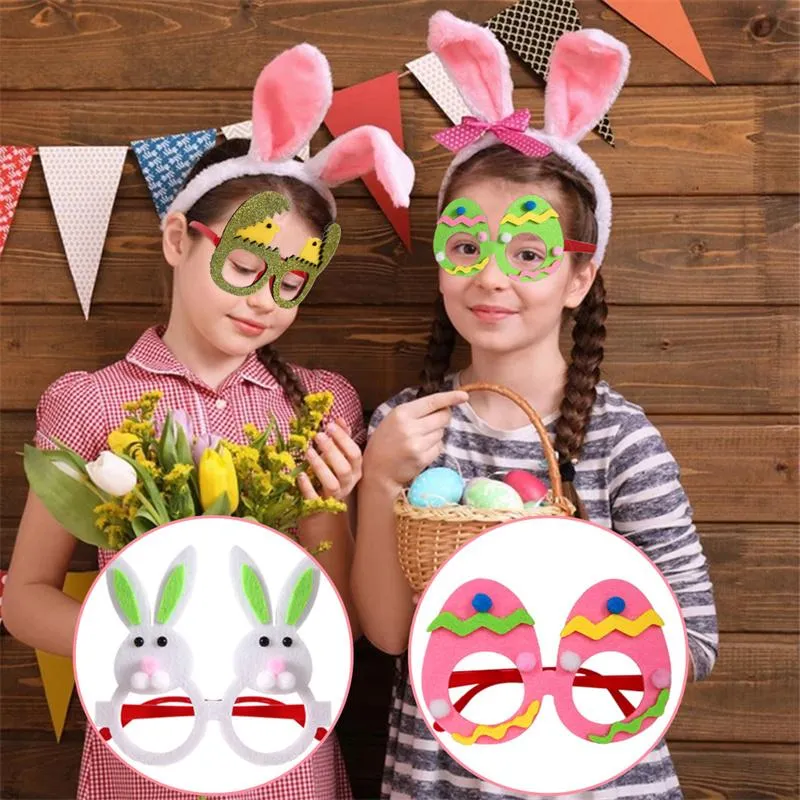 Easter Bunny Rabbit Glasses Green Yellow Eggs Chick Fun Glasses Frame for Kids Photo Birthday Party Props