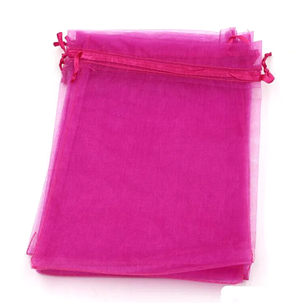 100pcs Rose Red Organza Jewelry Gift Pouch Bags For Wedding favors beads jewelry 7x9cm 9X11cm 13 x 18 17x23cm 20x30cm 3162457