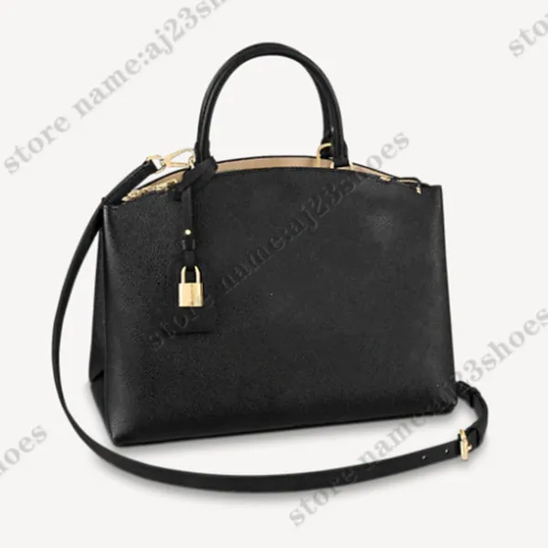 Grand Palais draagtas Zwart/beige generfd leer dagelijkse tassen Purse Portemonnee Luxe designer handtassen