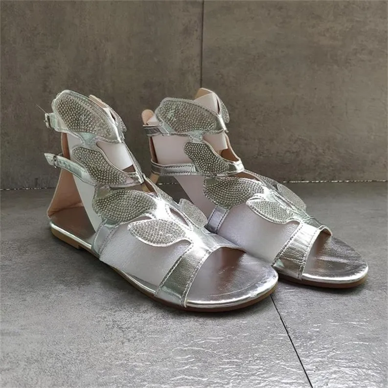 2021 Designer Women Sandals Fashion Flat Slipper Summer Bottom Butterfly with Rhinestone outdoor Casual Shoes Ladies Flip Flops 35-43 W15
