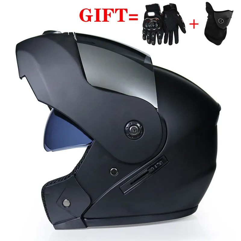 Mannen Kinderen 2 Geschenken Unisex Racing Motocross Modular Dual Lens Carbon Motorfiets Helm Volledige Gezicht Veilige Flipup Cascos Para Moto