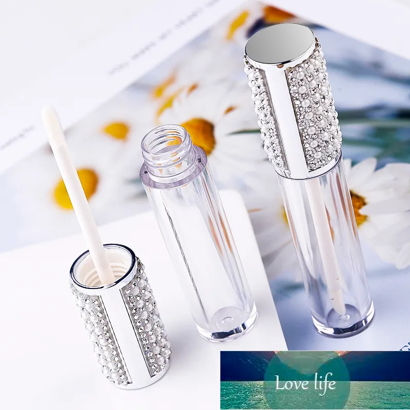 Tube rond de brillant à lèvres, conteneurs vides en plastique transparent, bouteille de remplissage, emballage cosmétique avec argent