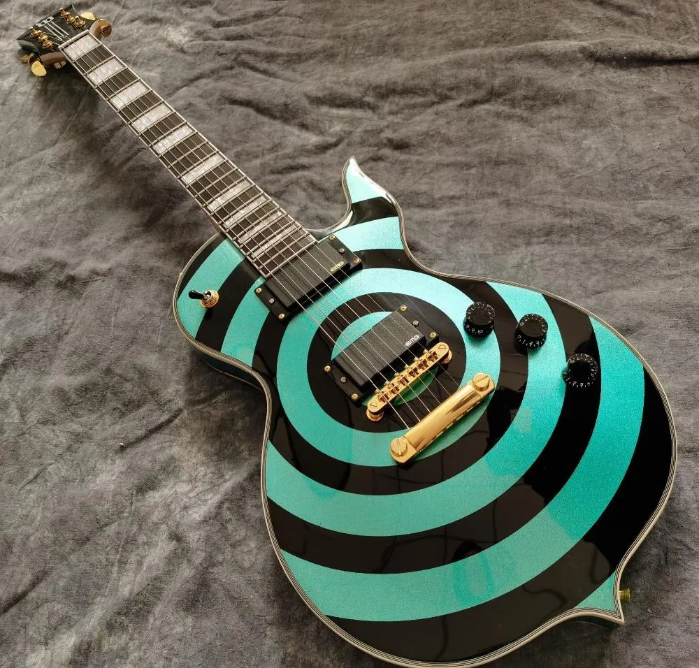 Wylde Audio Odin Grail Gangrene Metallic Green Bullseye Electric Guitar Mop tinly block tonly ، Gold Hardware ، Grover Tuners ، China EMG Pickups