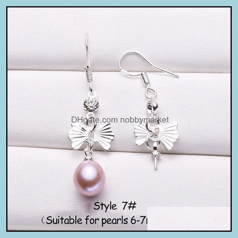 Pearl Earrings Settings 925 Sliver Stud Earring 16 Styles DIY Pearl Earring Jewelry Settings Suitable for Pearl 6mm and Above Christmas