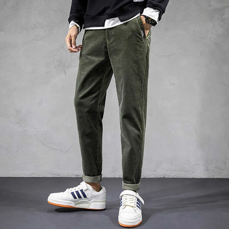 Koreański styl Moda Mężczyźni Dżinsy Luźne Fit Casual Corduroy Harem Spodnie Jesień Ly Designer Streetwear Hip Hop Szerokie spodnie nogi