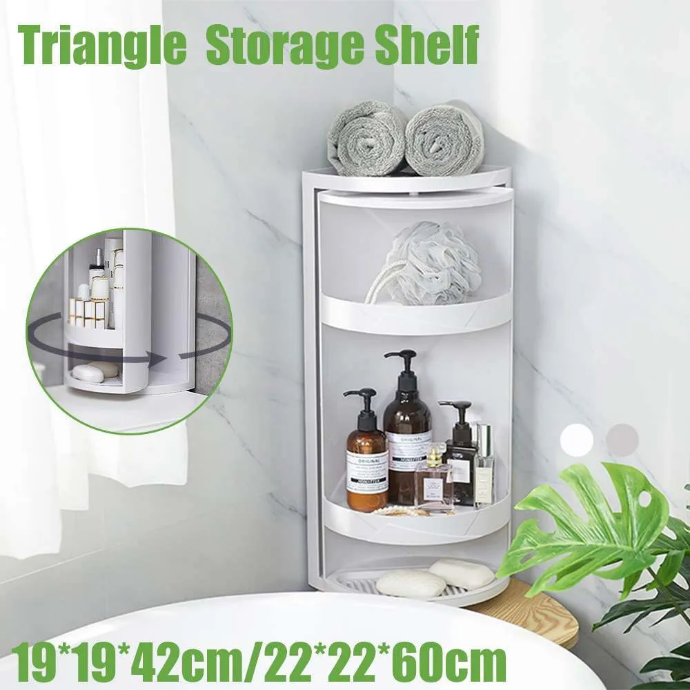 1pc Bathroom Corner Shelf Organizer, 360 Degree Rotating, Wall