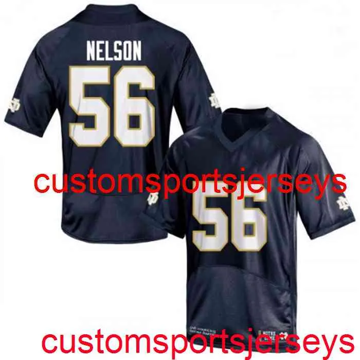 Stitched 2020 Women's Youth # 56 Quenton Nelson Notre Dame Navy NCAA Football Jersey Personalizzato qualsiasi nome numero XS-5XL 6XL