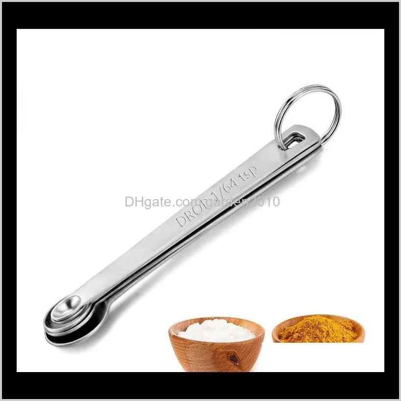 set of 5 stainless steel round mini measuring spoons for measuring liquid and dry ingredients wb3226