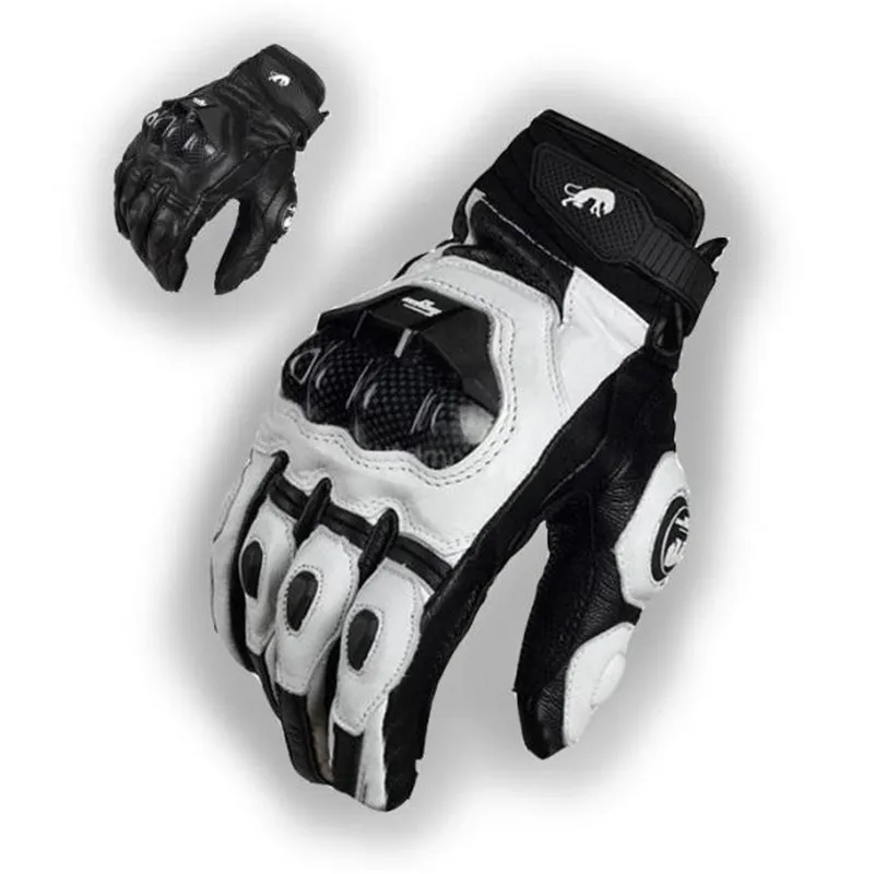 Gants de moto noir course en cuir véritable moto blanc route course équipe gant hommes été hiver183t