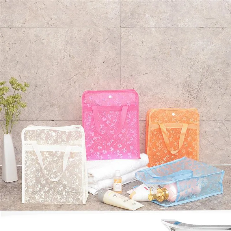 Storage Bags Waterproof PVC Cosmetic Bag Women Transparent Organizer Makeup Bra Underwear Compression Travelling Shampoo Bath Pouch