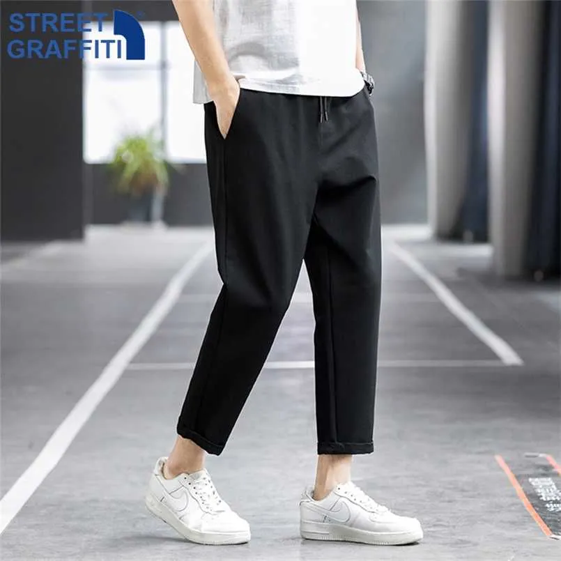 Hommes été printemps mode décontractée séchage rapide respirant couleur unie pantalon mâle léger rue Fitness Joggers pantalon 211112