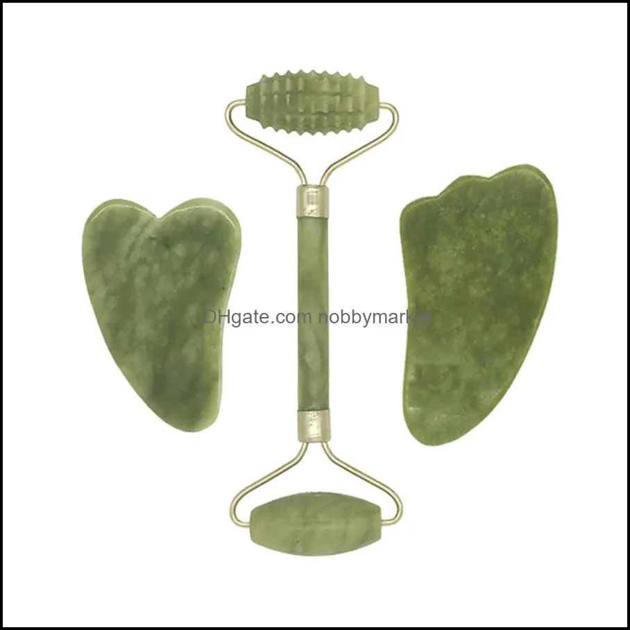 Roller Natural Jade Face Massager Gua Sha Scraper Set Gouache Guasha Tool Designer Body Wholesale 860O