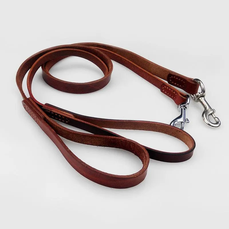 Dog Collars & Leashes Pet Leash Rope Large Buffer Leather Strap Chain Tibetan Mastiff Golden Retriever Accessories