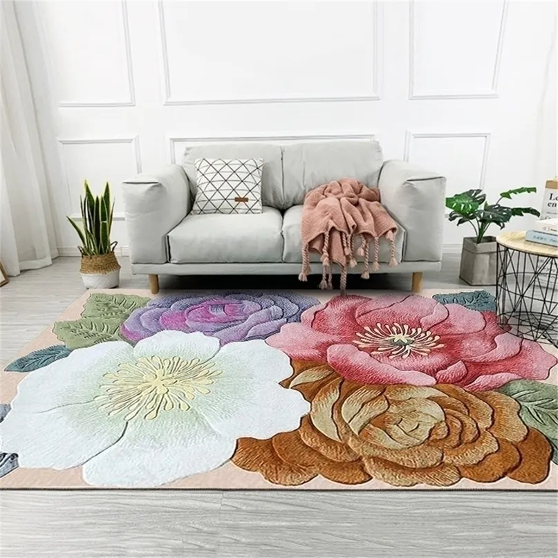 Amerikansk stil matta med blomma klassisk elegant blommig matta för vardagsrum säng dekor hall 220301