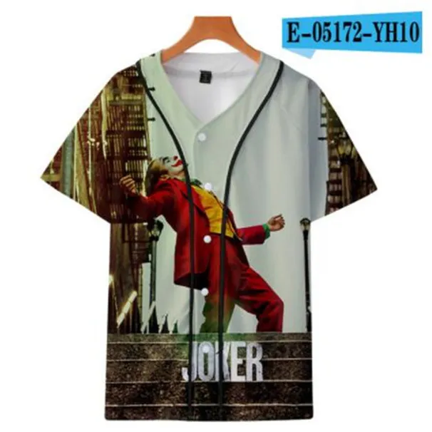 Человек Летний бейсбол джерси кнопки футболки 3d печатная стрит одежды футболки тройники хип-хоп одежда хорошее качество 0103