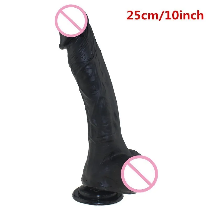 Silicon Large Black Giant Dildos Realistic Masturbator Massager Vagina For Women Adult Toys For Woman Sex Shop (25cm) Y0408