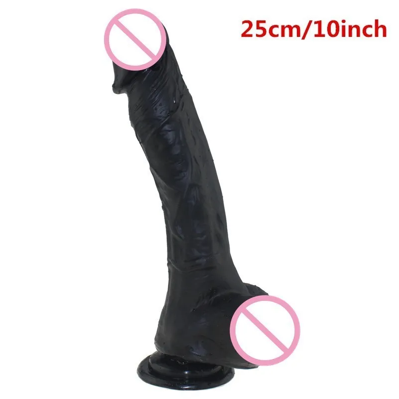 Silicon Grande Black Gigante Dildos Realista Masturbator Massager Bugina para Mulheres Brinquedos Adultos para Mulher Sex Shop (25cm) Y0408