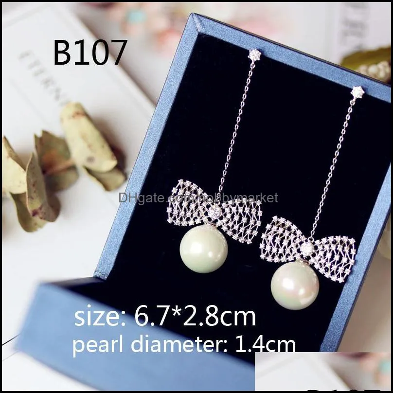 Luxury Vintage Flower Cubic Zirconia Stone Simulated Earrings With Pearl Long Drop Women Bridal Jewelry Chandelier Earrings C19041101