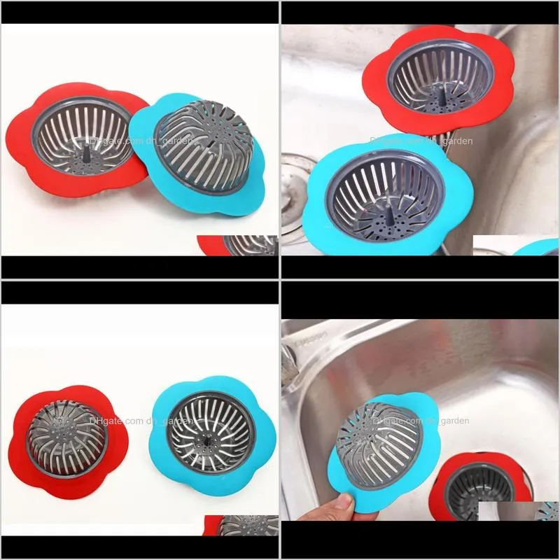 silicone kitchen sink strainer flower shaped shower sink drains cover sink colander sewer hair filter kitchen accessories sn2110