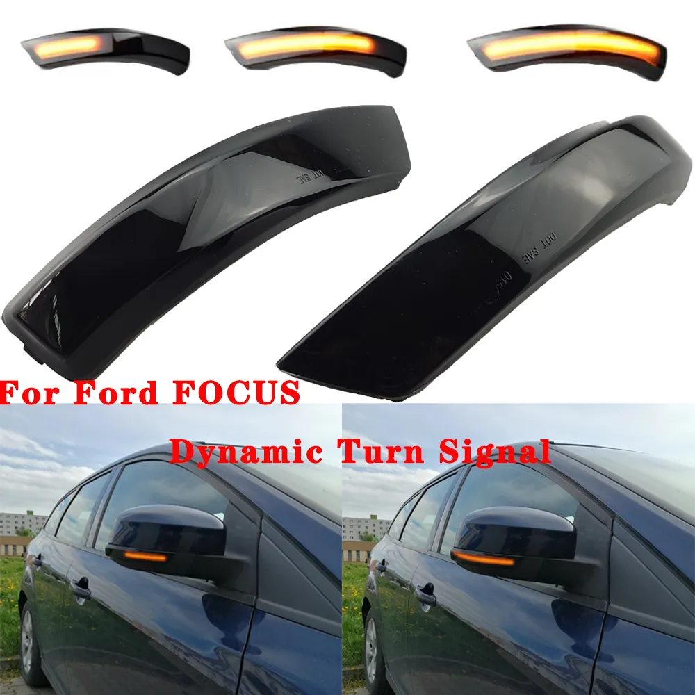 2pcs Flödande sidovängen Bakövning Spegelindikator Blinker för FORD FOCUS 2 3 MK2 MK3 Mondeo MK4 LED Dynamisk Vänd signalljus