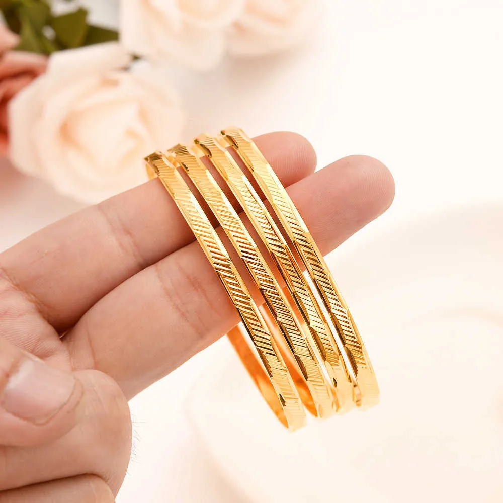 Dubai Gold Jewelry Style Bangles, Set Of 4, Gold Plated Bracelets