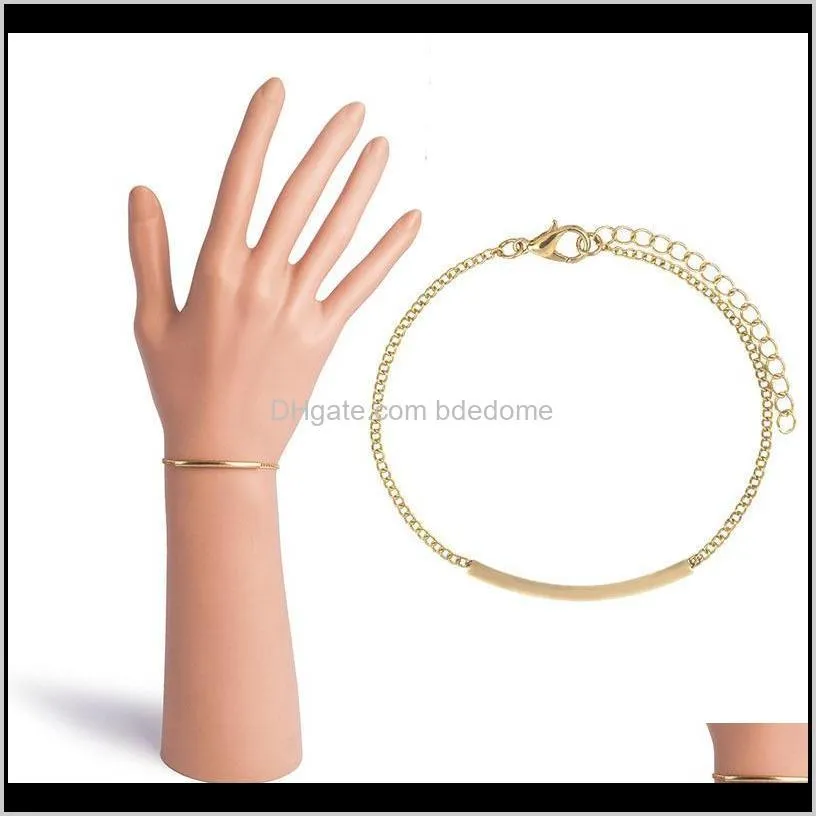 brass pipe shape design fashion gold colour with metal plated chain for women wife bracelet lover gift