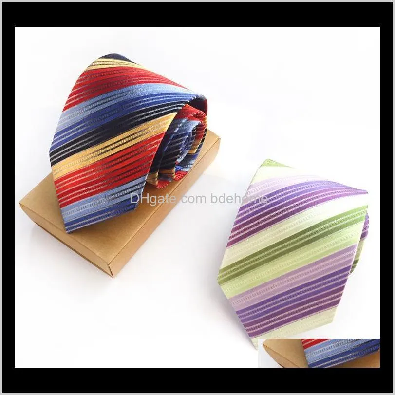 stripe mens slim tie fashion polyester plaid neckties 8cm width gravata rainbow ties for men corbatas