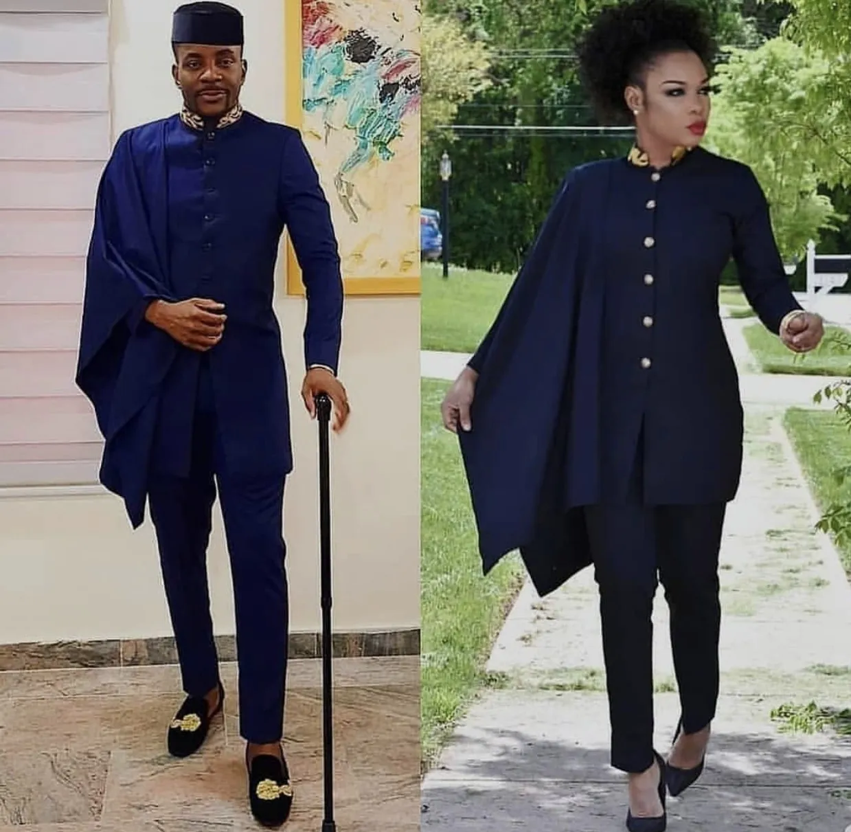 Navy Blue Mother Of The Bride Pants Suit Stand Collar Neck Appliqued Long Sleeves Wedding Guest Gowns Ankle Length Custom Made Arican Style India