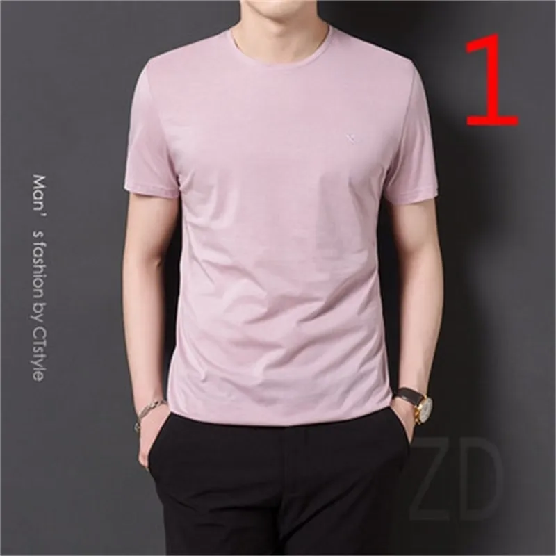 Tide marque t-shirt à manches courtes été masculin version coréenne de la chemise à manches demi-manches en soie glacée à col rond sauvage 210420