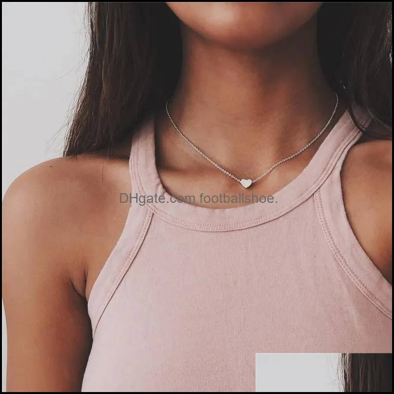 New Tiny Heart Necklace Silver Gold Statement Chain Heart Pendant Necklace Gift Choker Necklace For Women