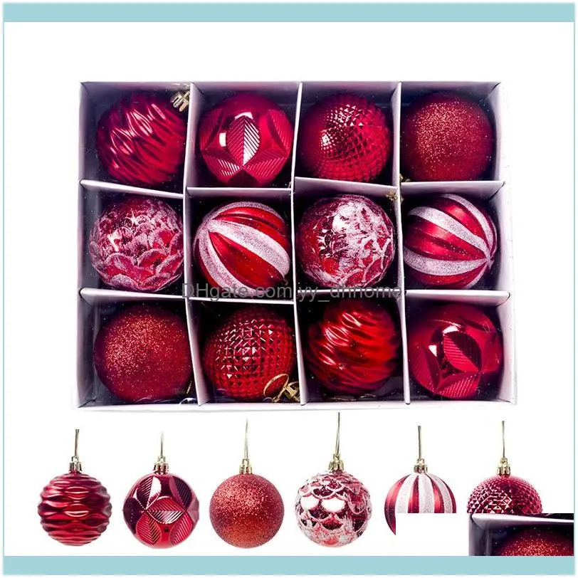 12PCS/Set Christmas Balls Christmas Tree Decorations Bright Ball MaBall Ball Hollow Home Decor New Year 6 Colors1