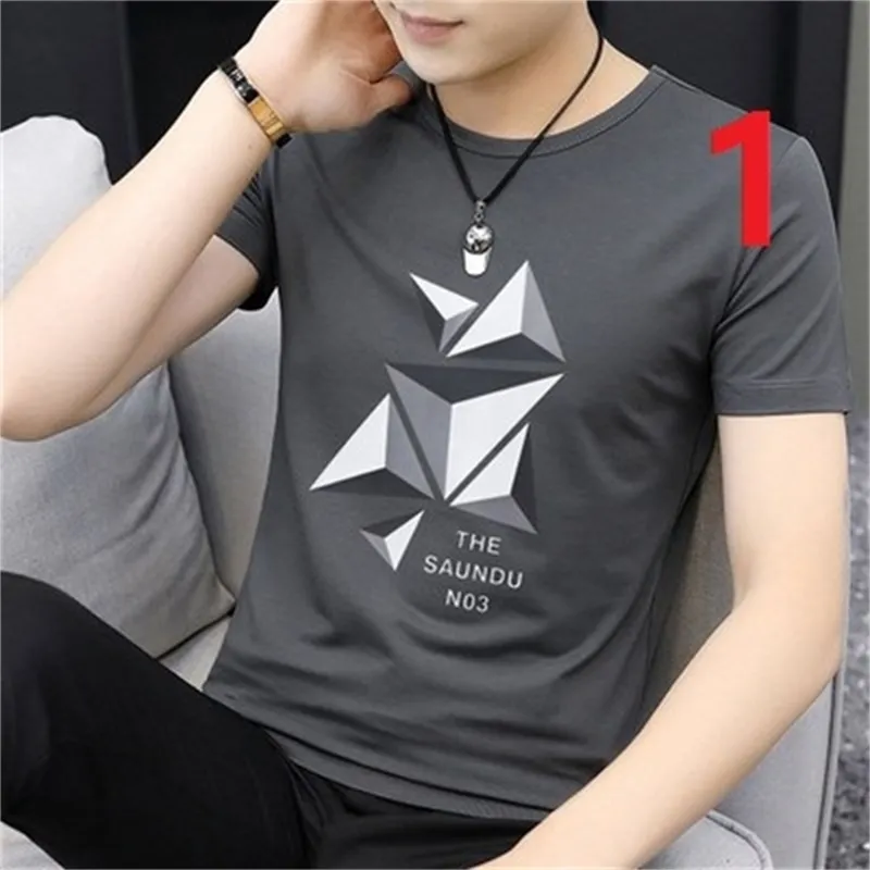 T-shirt da uomo in seta di ghiaccio versione coreana della mezza manica del marchio di tendenza auto-coltivazione marea 210420