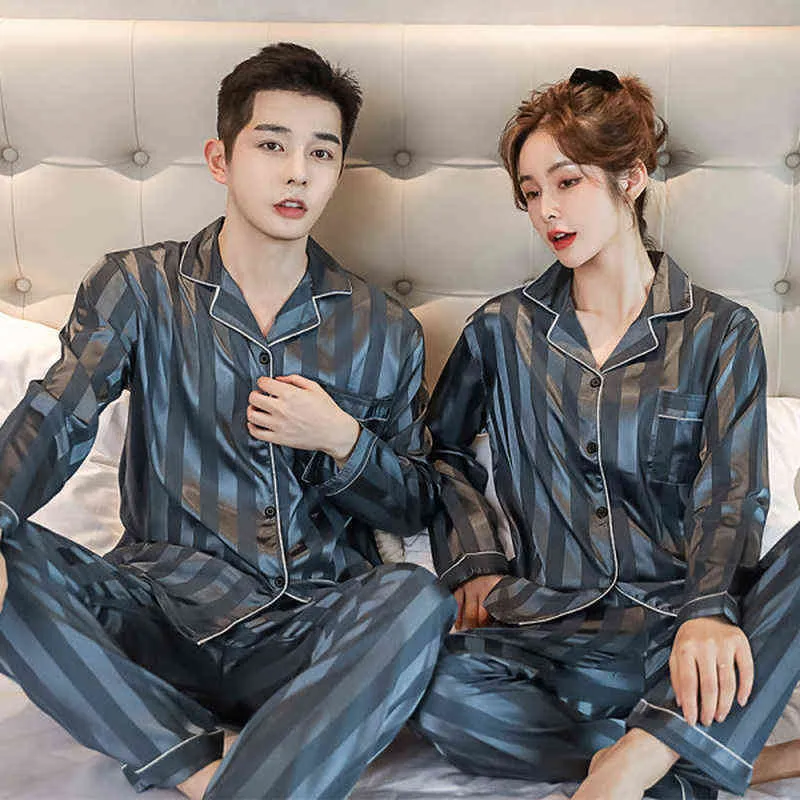 Pajama Suit Silk Pajamas Sets Couple Sleepwear Men Women Casual