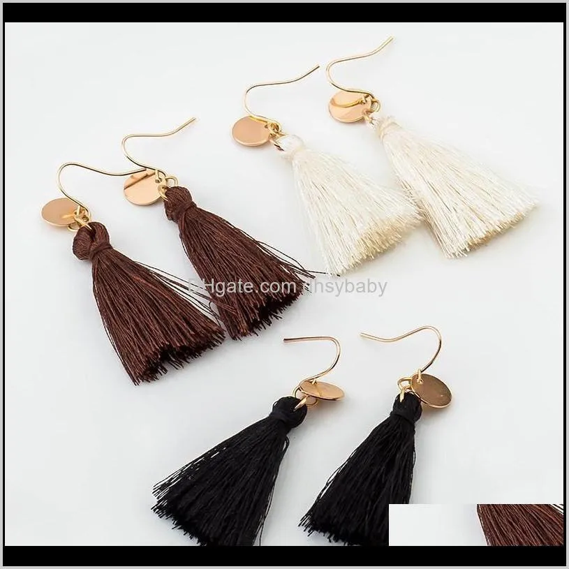 wholesale alloy natural style 3.8cm length simple tassel earring for wedding party jewelry accessories best gift for friend fringed