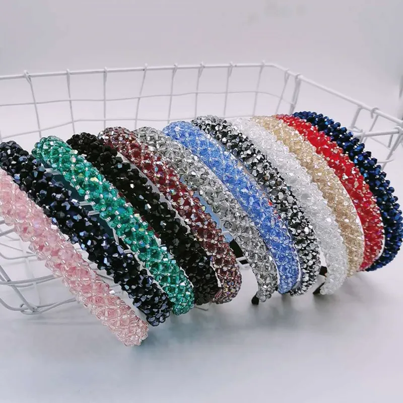 Parlak rhinestone kristal saç bandı kadınlar için kız aksesuarları şapkalar 12 renkler