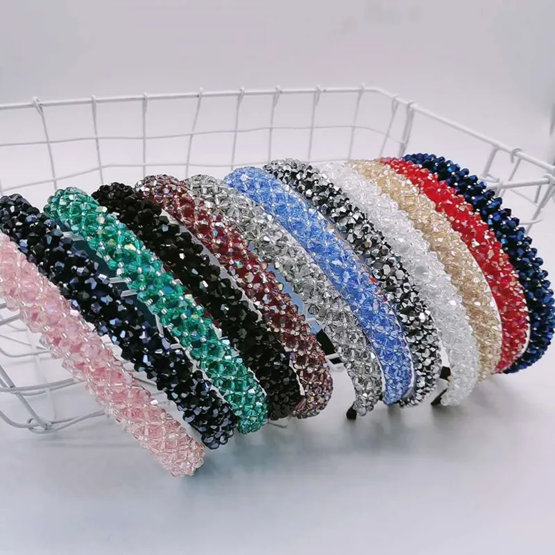 Fascia per capelli in cristallo strass lucido per copricapo accessori donna ragazza 12 colori