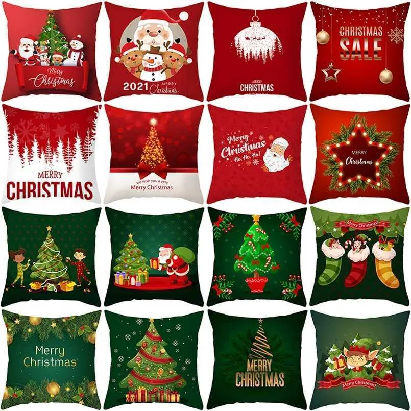 Рождественская подушка крышка Санта-Клауса украшения для дома Navidad Xmas подарочные украшения года 2022 NOEL 211105